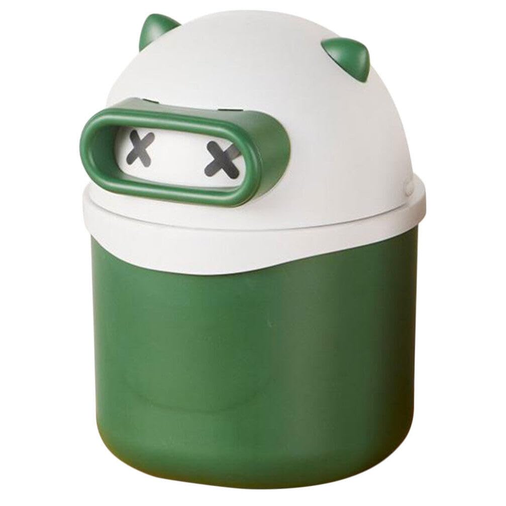 GroomBuddy Sleepy Bear Mini Dustbin | Cute Desktop Trash Bin with Lid | Compact, Odor-Sealing & Multi-Use for Home, Car & Office