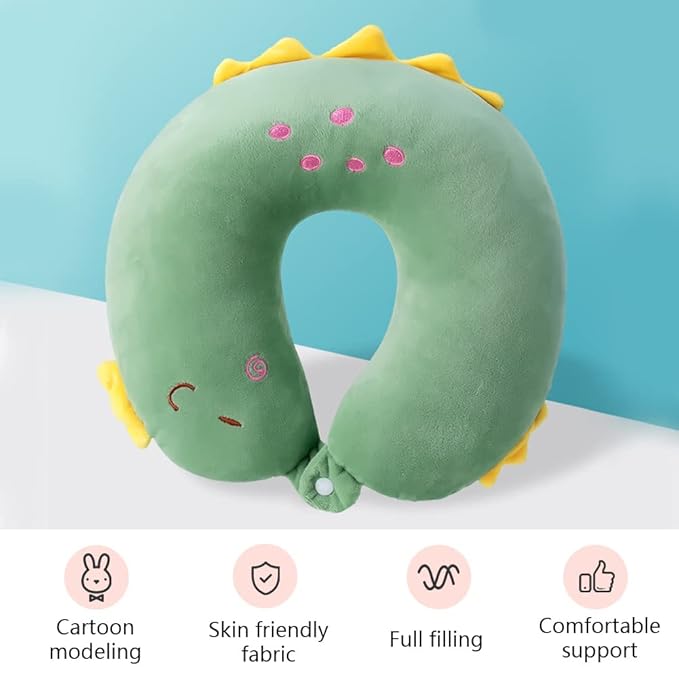 NovaHaven U-Shaped Cartoon Neck Pillow | Memory Foam Travel Pillow with Cute Animal Design | Plush Fabric | Free Size