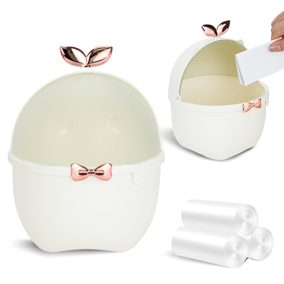 GroomBuddy Leafy Bean Mini Dustbin | Cute Desktop Trash Can with Shake Lid | Eco-Friendly & Odor-Sealed