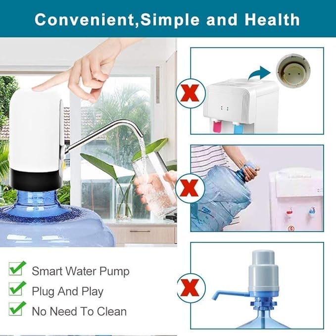 NovaHaven Automatic Wireless Water Dispenser Pump | USB Rechargeable, Touch Button Control with LED, Universal Fit for 2–5 Gallon Bottles