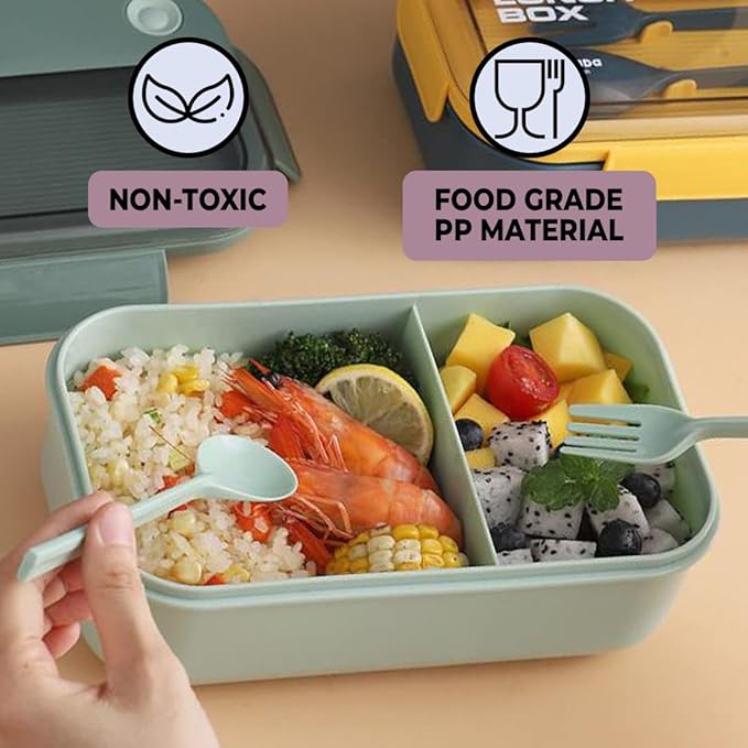 Yakada 1100ml Insulated Lunch Box with Cutlery | Leakproof & Lightweight | Office & School Use