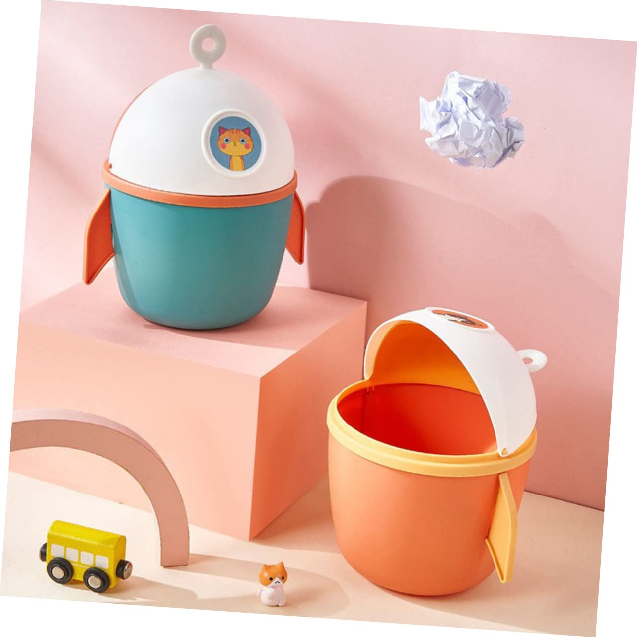 GroomBuddy Kitty Capsule Mini Dustbin | Cute Desktop Trash Can for Home, Office & Car
