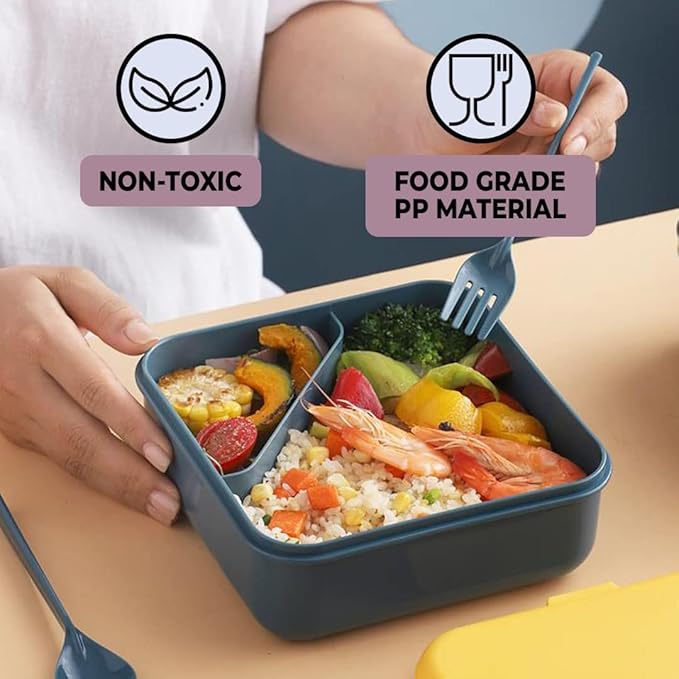 Yakada 1000ml Insulated Lunch Box with Cutlery | Leakproof & Lightweight | Office & School Use