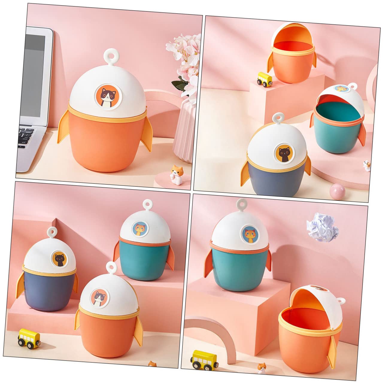 GroomBuddy Kitty Capsule Mini Dustbin | Cute Desktop Trash Can for Home, Office & Car