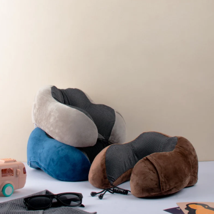 NovaHaven Memory Foam Travel Neck Pillow | Ergonomic Support with Adjustable Strap | Washable Cover | Free Size