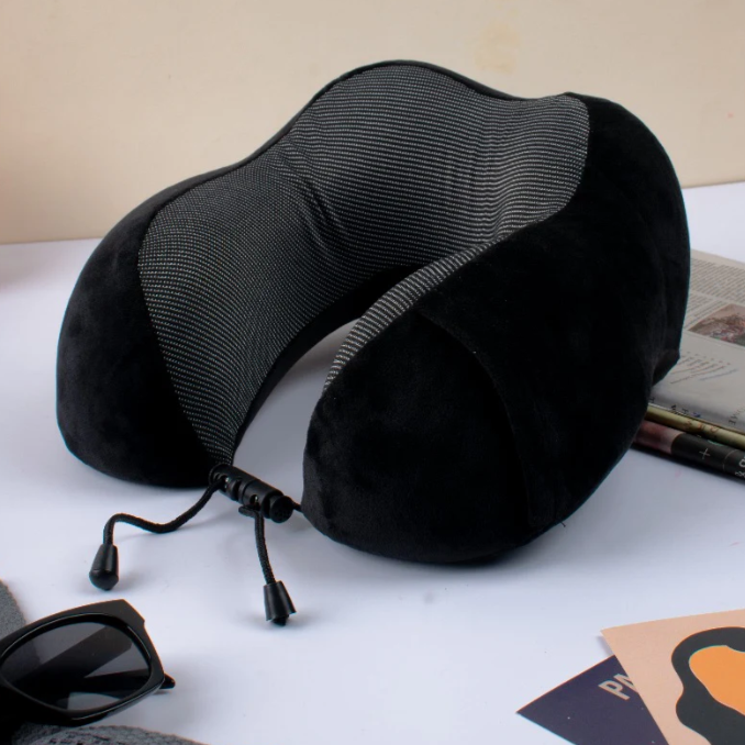 NovaHaven Memory Foam Travel Neck Pillow | Ergonomic Support with Adjustable Strap | Washable Cover | Free Size