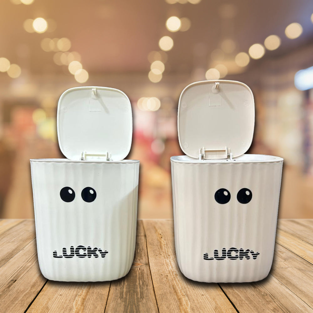 GroomBuddy Push Button Mini Dustbin| Compact Desktop Waste Bin for Home, Office & Car