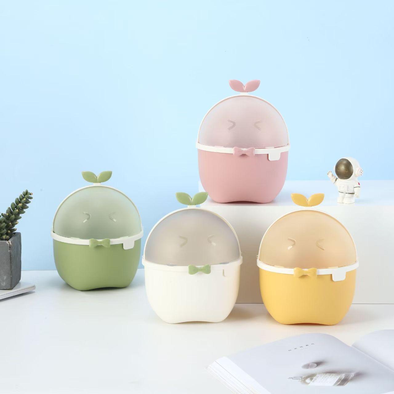 GroomBuddy Leafy Bean Mini Dustbin | Cute Desktop Trash Can with Shake Lid | Eco-Friendly & Odor-Sealed