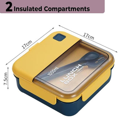 Yakada 1000ml Insulated Lunch Box with Cutlery | Leakproof & Lightweight | Office & School Use