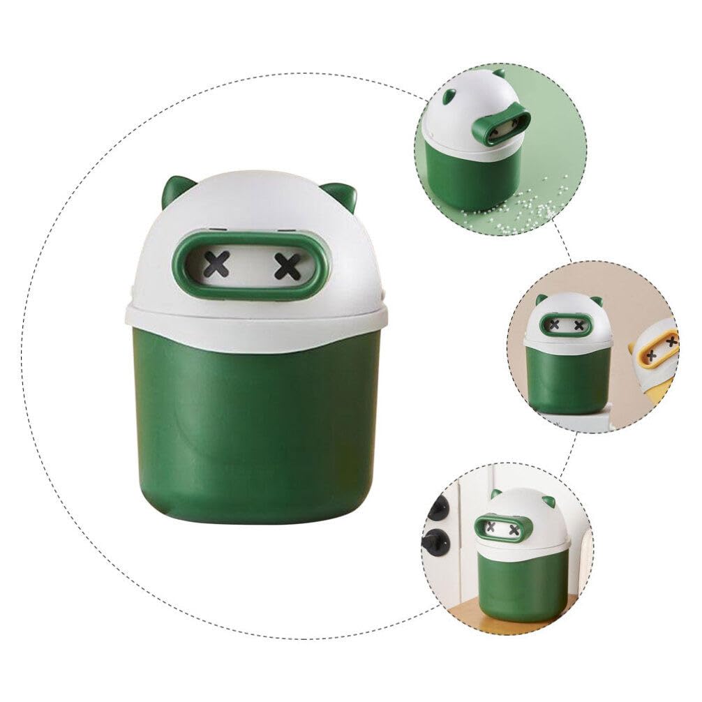 GroomBuddy Sleepy Bear Mini Dustbin | Cute Desktop Trash Bin with Lid | Compact, Odor-Sealing & Multi-Use for Home, Car & Office