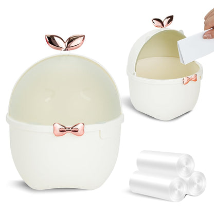 GroomBuddy Leafy Bean Mini Dustbin | Cute Desktop Trash Can with Shake Lid | Eco-Friendly & Odor-Sealed