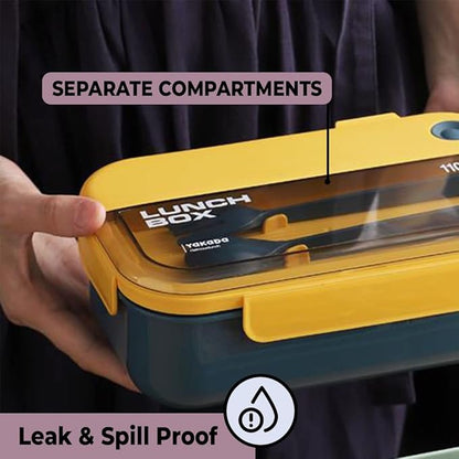Yakada 1100ml Insulated Lunch Box with Cutlery | Leakproof & Lightweight | Office & School Use