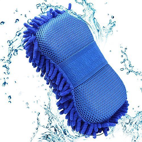 GroomBuddy Microfiber Car Wash Sponge | High-Density Chenille Cleaning Mitt with Strap | Scratch-Free, Reusable & Absorbent for Car, Bike & Home