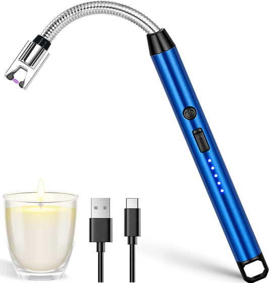 NovaHaven USB Rechargeable Electric Gas Lighter for Kitchen, Pooja Room, Candles, BBQ, Multi Purpose - 360 Degree Flexible & Windproof