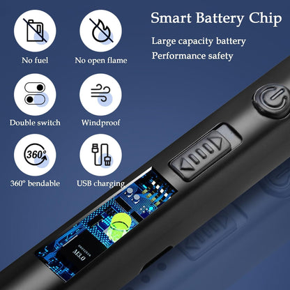 NovaHaven USB Rechargeable Electric Gas Lighter for Kitchen, Pooja Room, Candles, BBQ, Multi Purpose - 360 Degree Flexible & Windproof