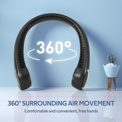 NovaHaven Portable Neck Fan Rechargeable Smart Cooling With 3 Speed USB Charging Low Noise Mini Fans For Kitchen Travel Outdoor & Office
