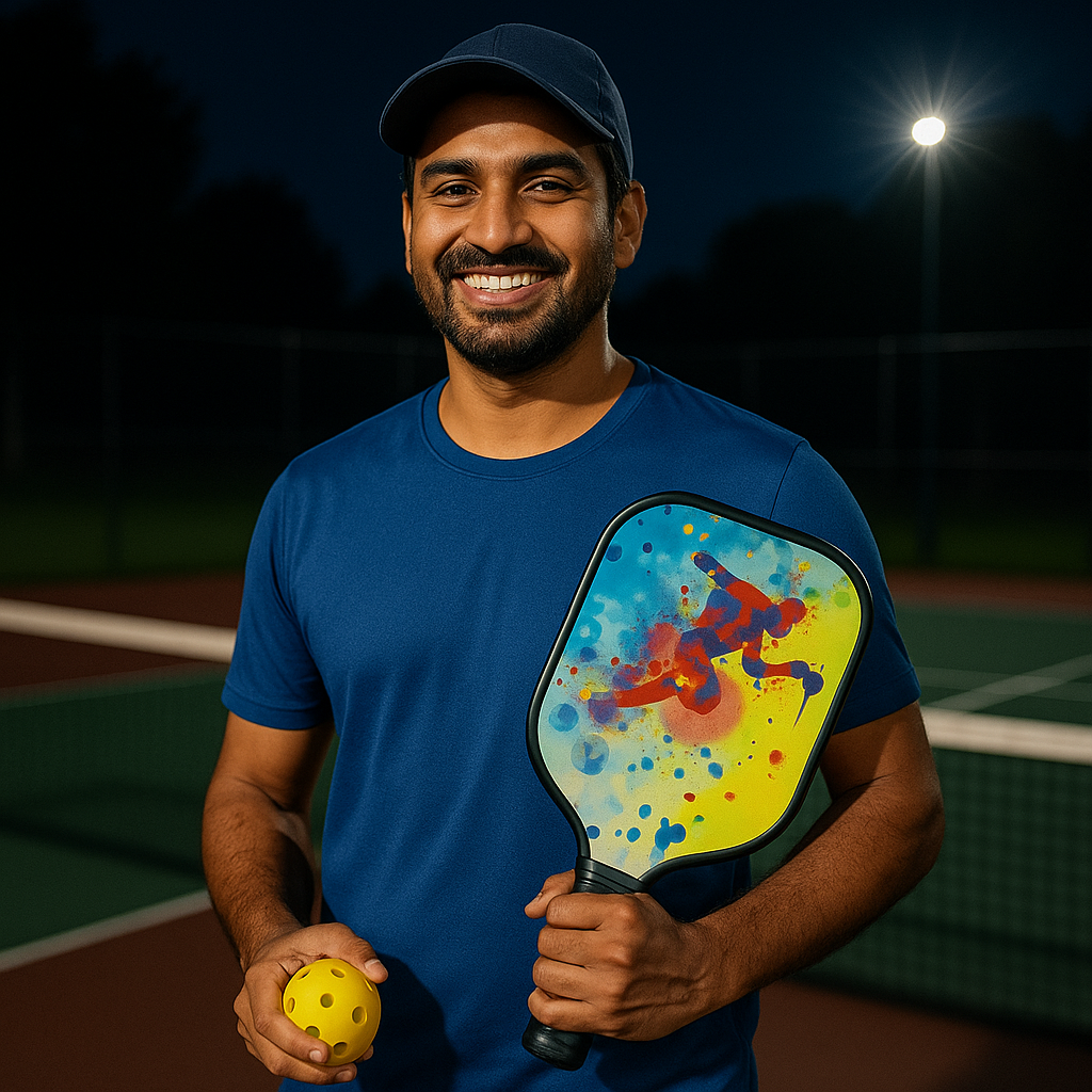 Fitnest Tournament-Grade Pickleball Paddle Set | 2 Fiberglass Rackets (16mm) + 4 Pickleballs + Carry Cover | PP Honeycomb Core | Cushioned Grip | Pro-Level Outdoor Game Kit
