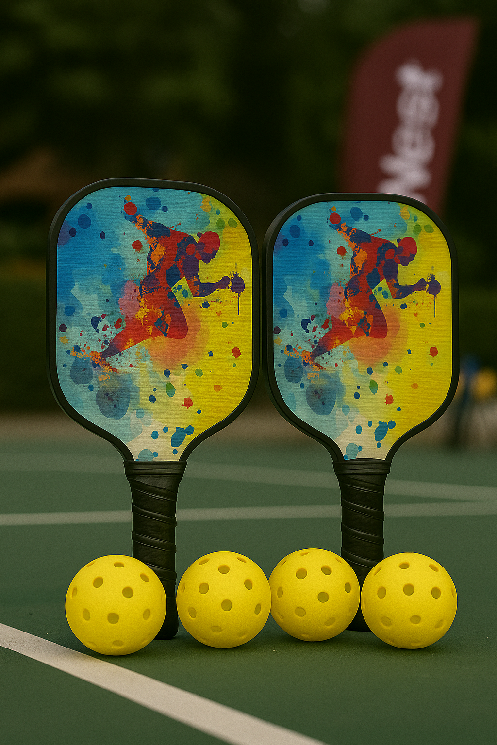 Fitnest Tournament-Grade Pickleball Paddle Set | 2 Fiberglass Rackets (16mm) + 4 Pickleballs + Carry Cover | PP Honeycomb Core | Cushioned Grip | Pro-Level Outdoor Game Kit