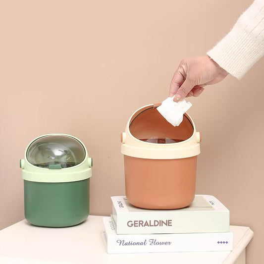 GroomBuddy Astronaut Mini Trash Can – Cute Pop-Up Lid Dustbin for Desk, Bathroom & Kids Room