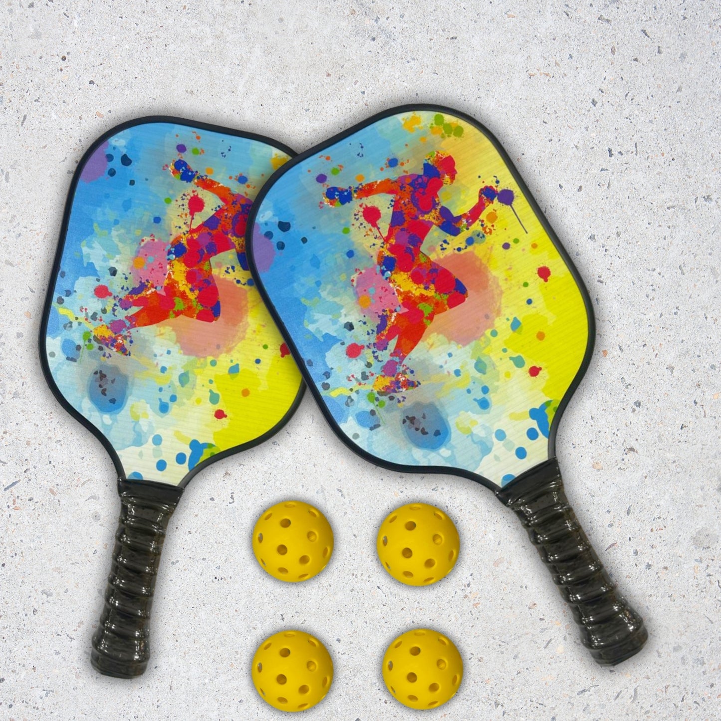Fitnest Tournament-Grade Pickleball Paddle Set | 2 Fiberglass Rackets (16mm) + 4 Pickleballs + Carry Cover | PP Honeycomb Core | Cushioned Grip | Pro-Level Outdoor Game Kit
